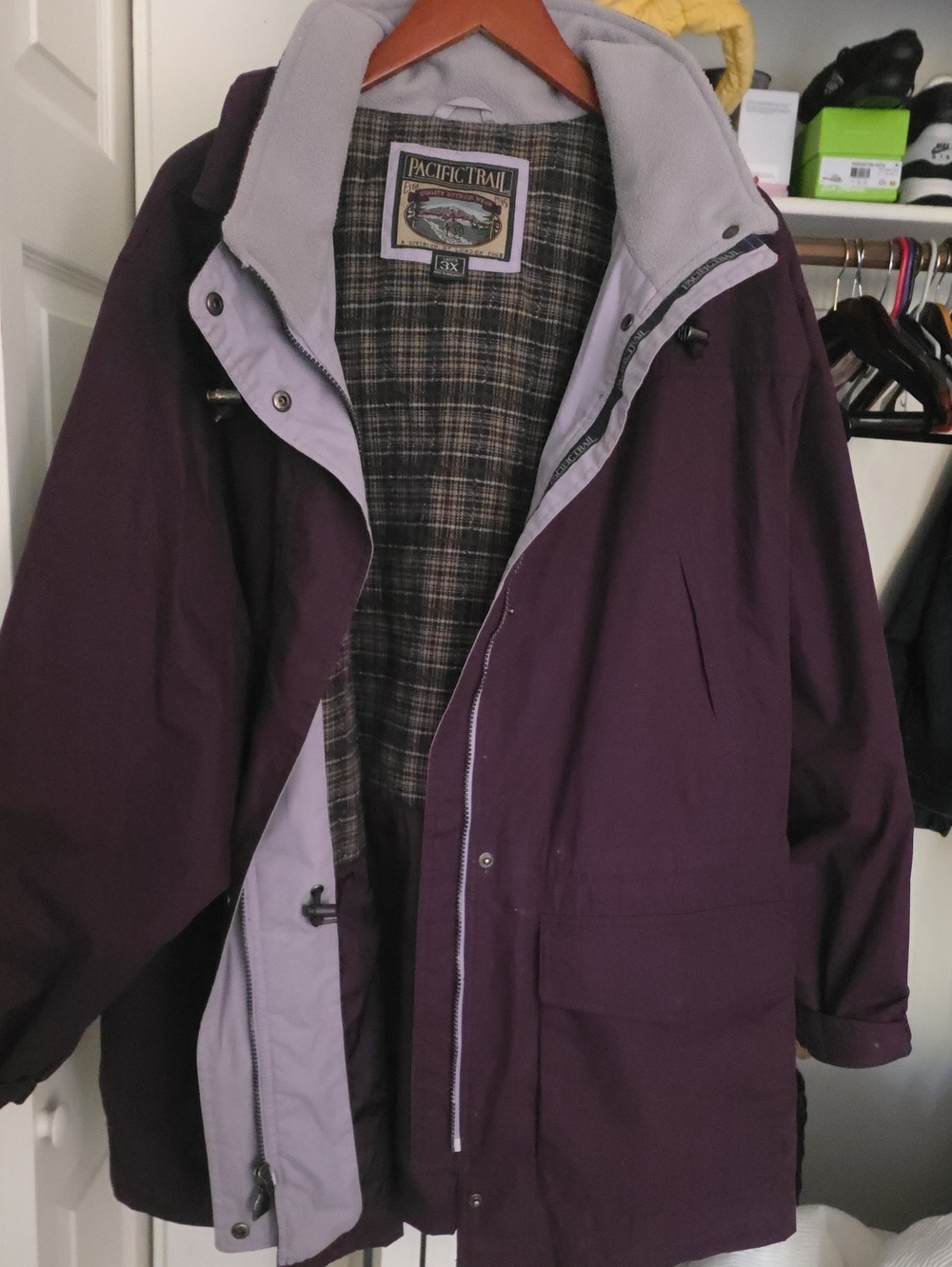Pacific Trail Men's Deep Purple Hooded Raincoat with Light Lavender Trim